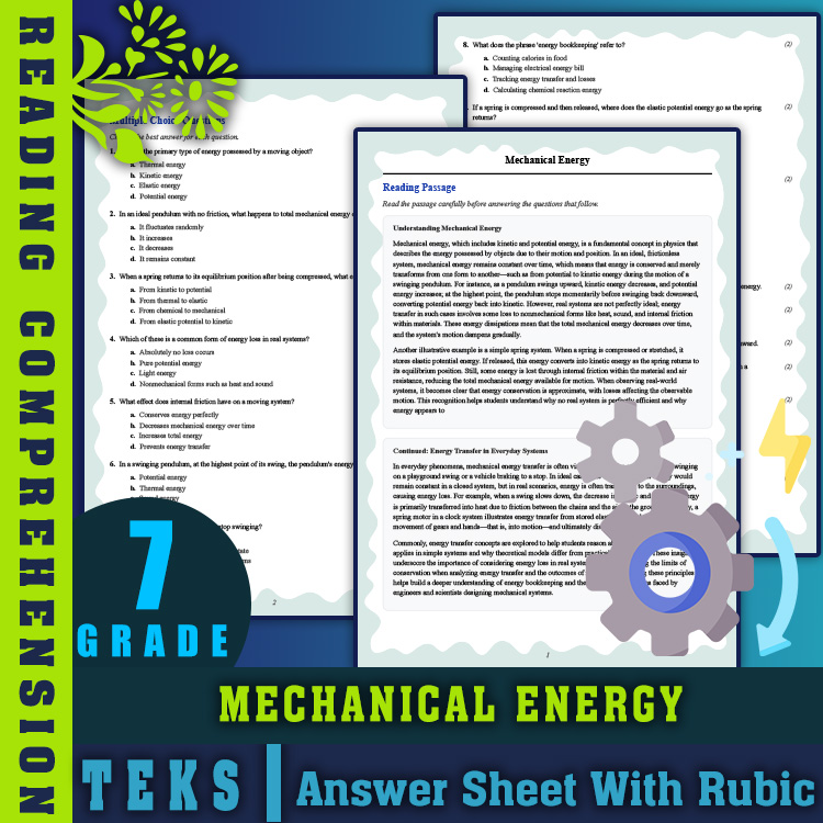 Grade 7 Science reading worksheets worksheet — 7th Grade Science | Mechanical Energy Reading Worksheet & Answer Key (PDF)…
