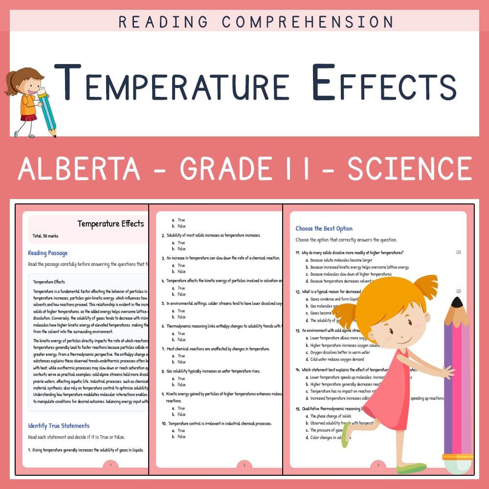 Grade 11 Science worksheet elena worksheet — Grade 11 Science | Temperature Effects Worksheet | Alberta Standards — page 1