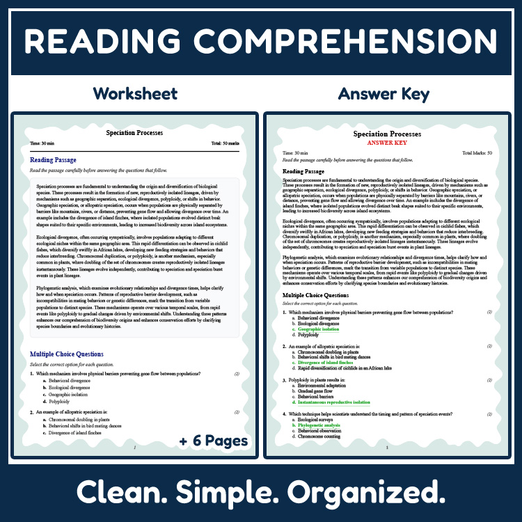 Grade 10 Science reading worksheets worksheet — 10th Grade Science | Speciation Processes Reading Worksheet (PDF + Rubric)…