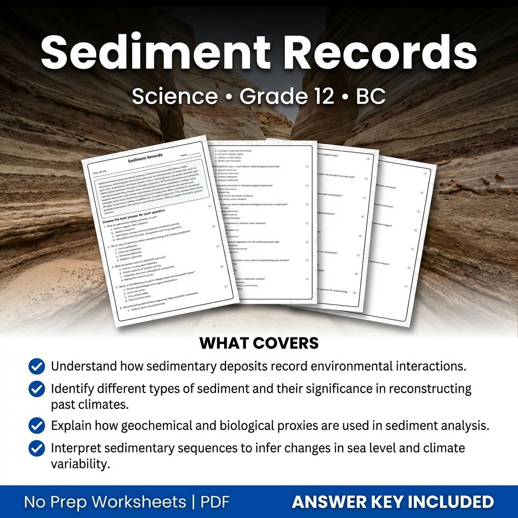 Sediment Records Worksheet for Grade 12 Science | BC Standards