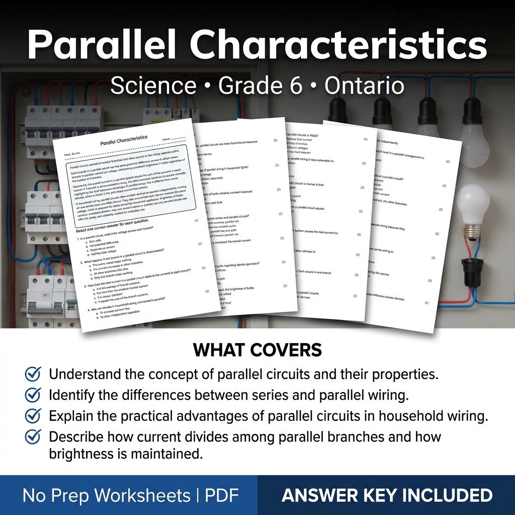 Grade 6 Science Worksheet on Parallel Characteristics – Ontario Standards