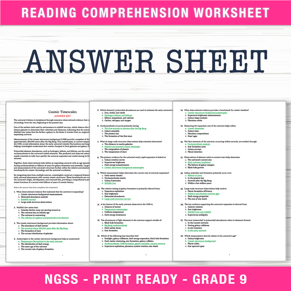 Grade 9 Science worksheet worksheet — Grade 9 Science | Cosmic Timescales Worksheet (PDF + Answer Key) — page 2