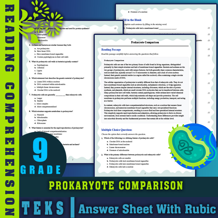 Grade 9 Science reading worksheets worksheet — 9th Grade Science | Prokaryote Comparison Reading Worksheet (PDF + Answer K…