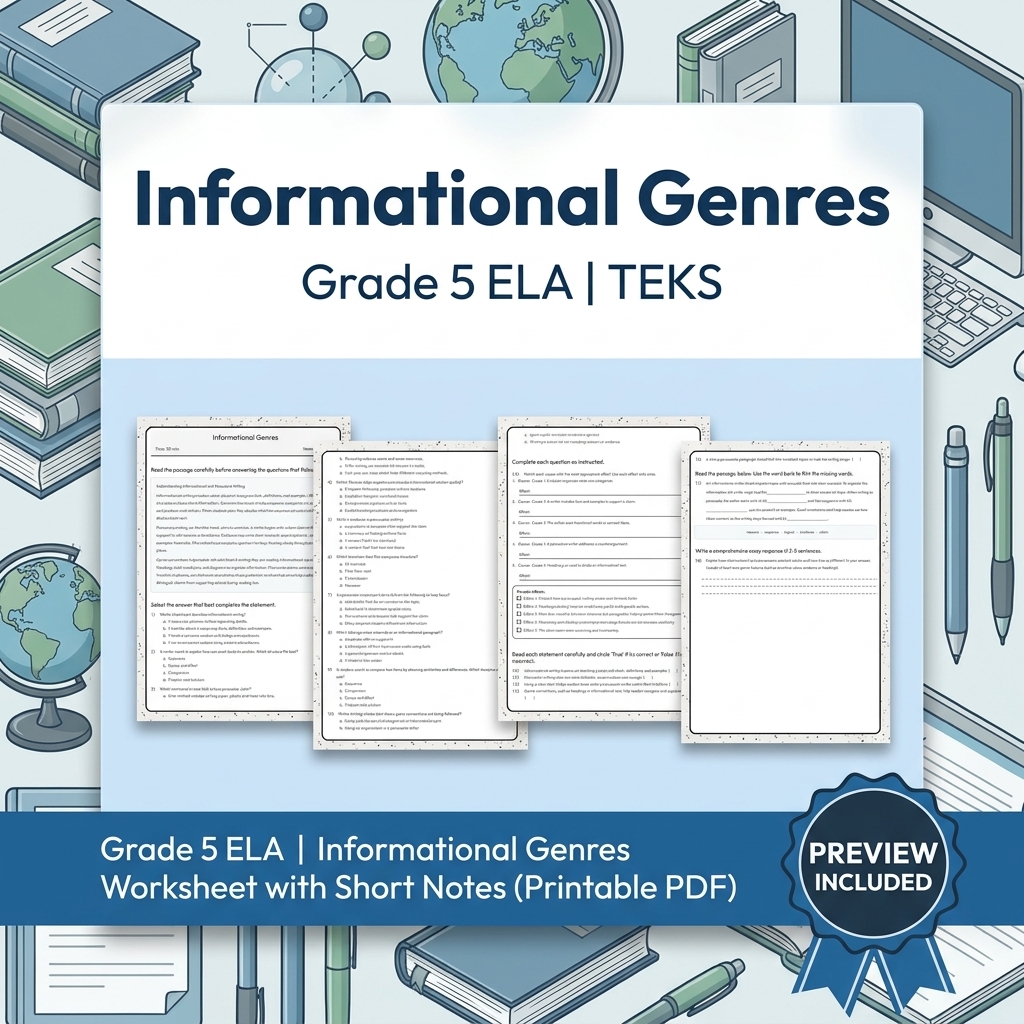 Grade 5 Writing Process: Craft, Revising, and Editing ELA Lesson Bundle – TEKS — included worksheet 6
