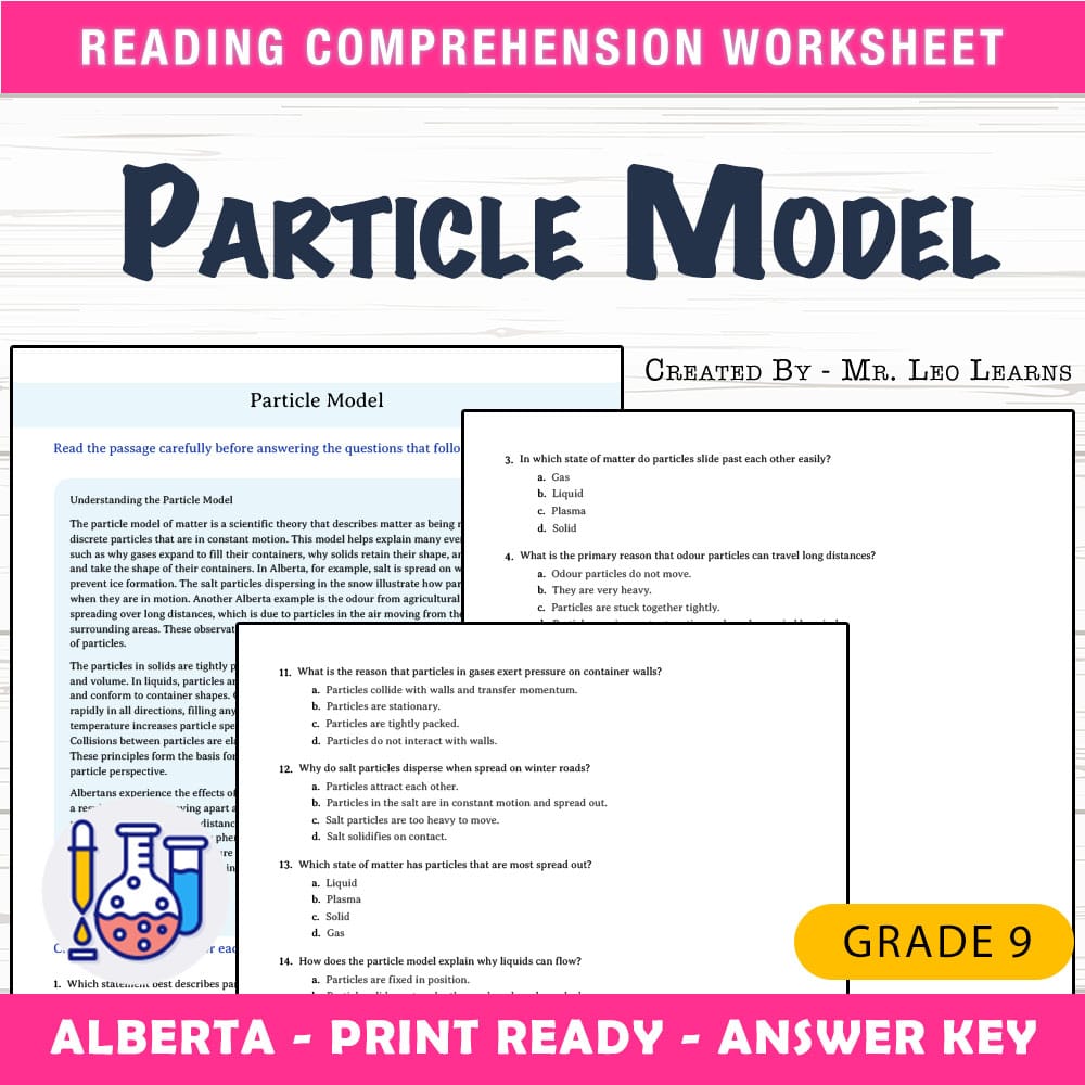 Grade 9 Science worksheet mcq paper worksheet — Grade 9 Science — Particle Model Worksheet MCQ Paper for Mastery — page 1