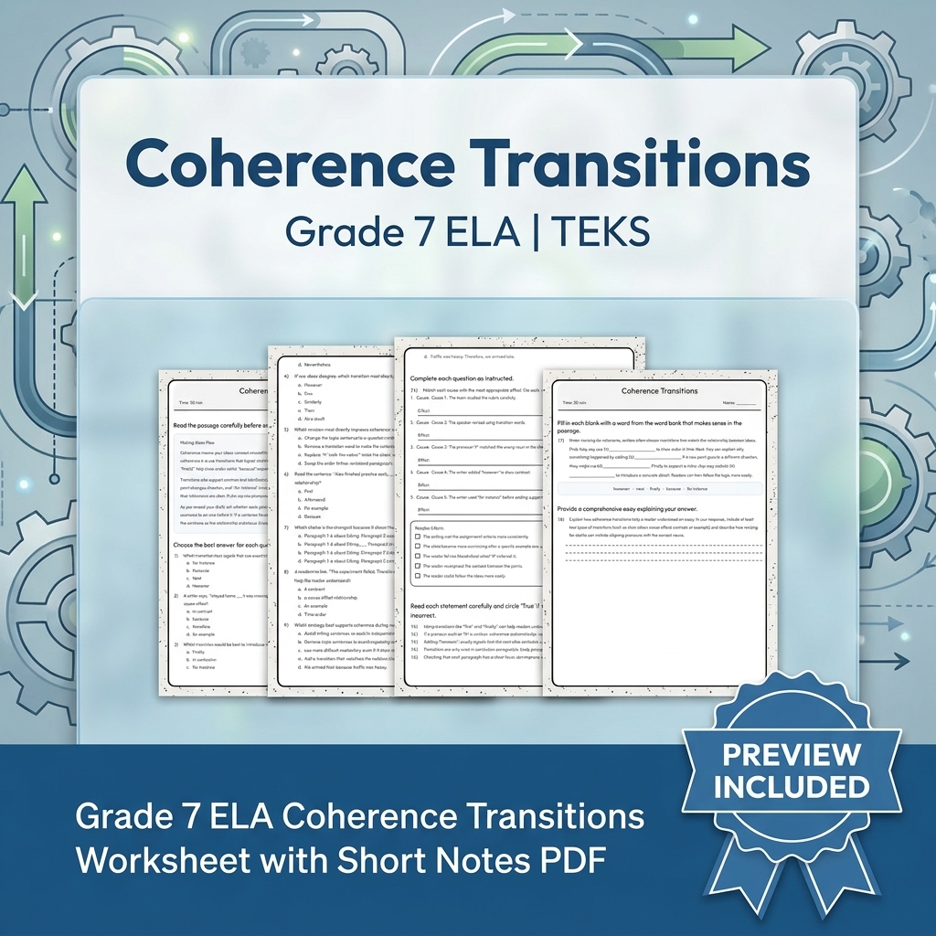 Grade 7 Evidence-Based Research Writing ELA full-year bundle TEKS — included worksheet 13