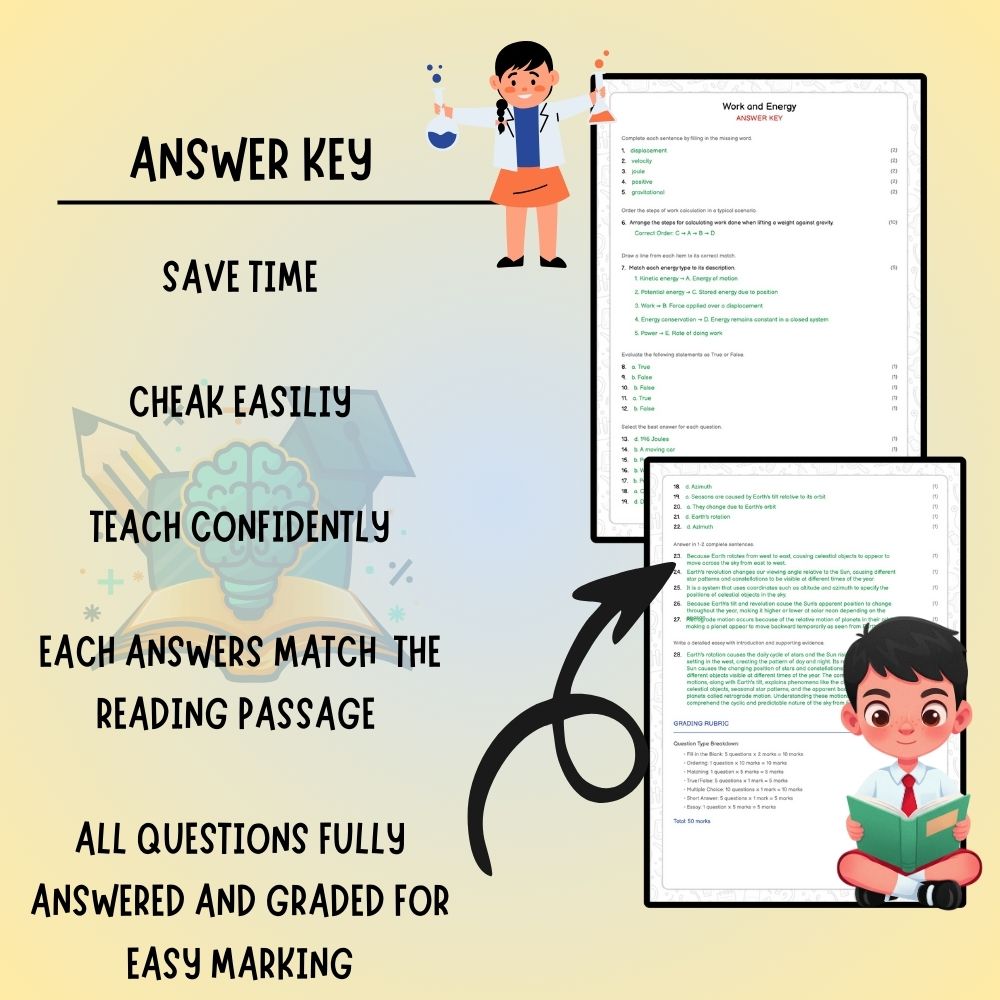 Grade 9 Science worksheet worksheet — Grade 9 Science | Work and Energy Worksheet (Answer Key) – Ontario Standard — page 3