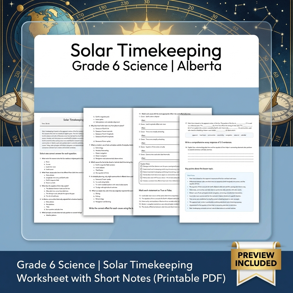 Grade 6 Science Alberta | 60-Worksheet Comprehensive Science Bundle  — included worksheet 35