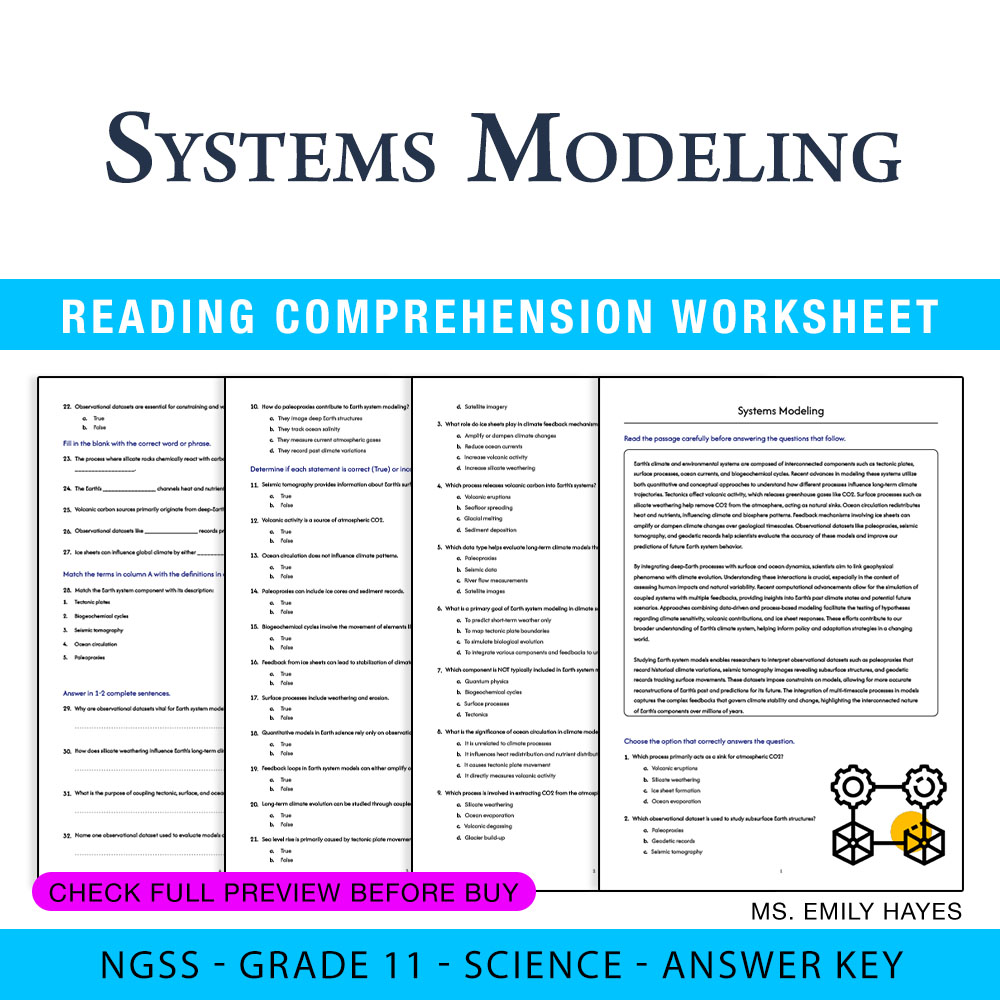 Grade 11 Science worksheet worksheet — 11th Grade Science | Systems Modeling Worksheet (PDF+ Answer Key) — page 1