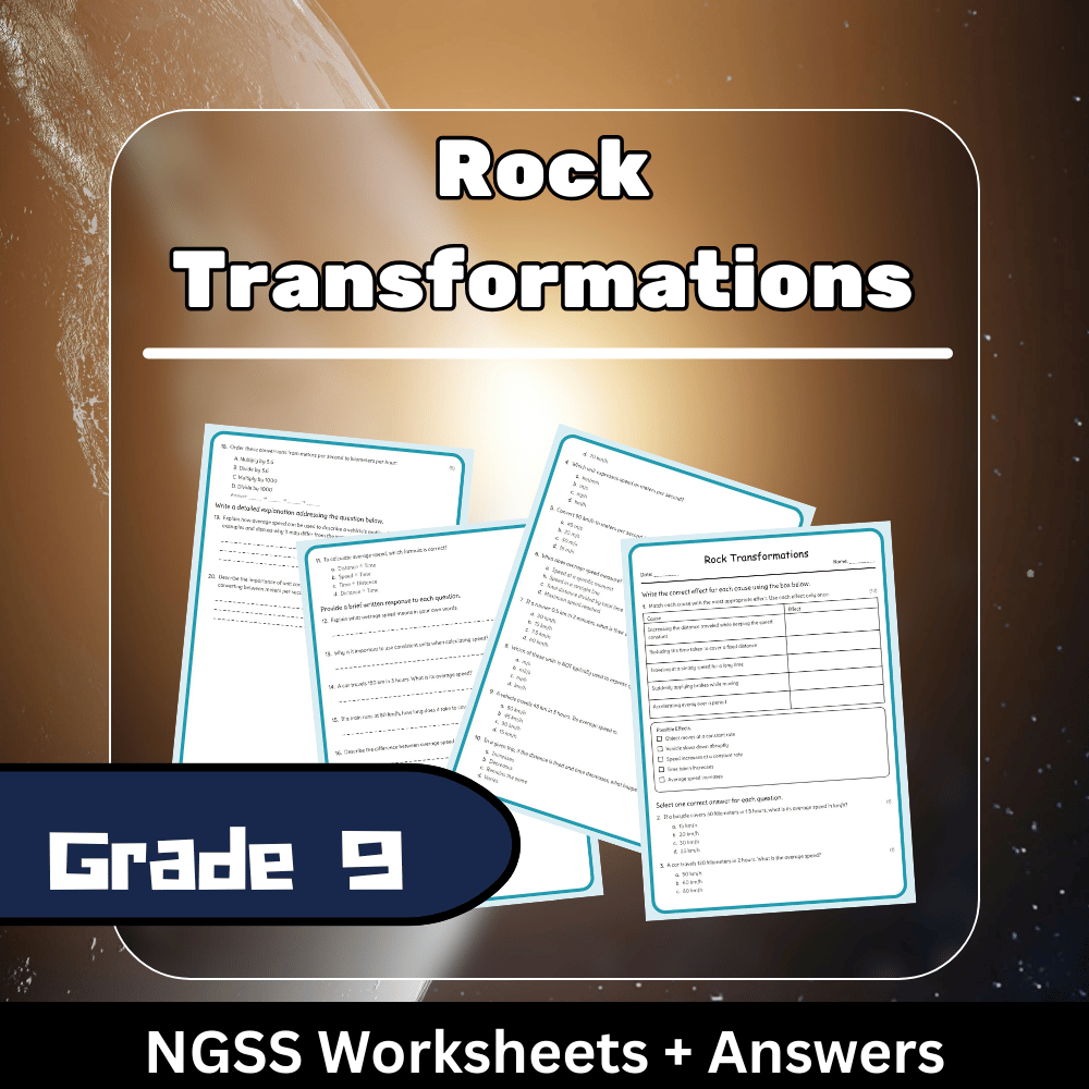 Grade 9 Science science 1 worksheet — Grade 9 Science | Rock Transformations Worksheet (NGSS Aligned, PDF)