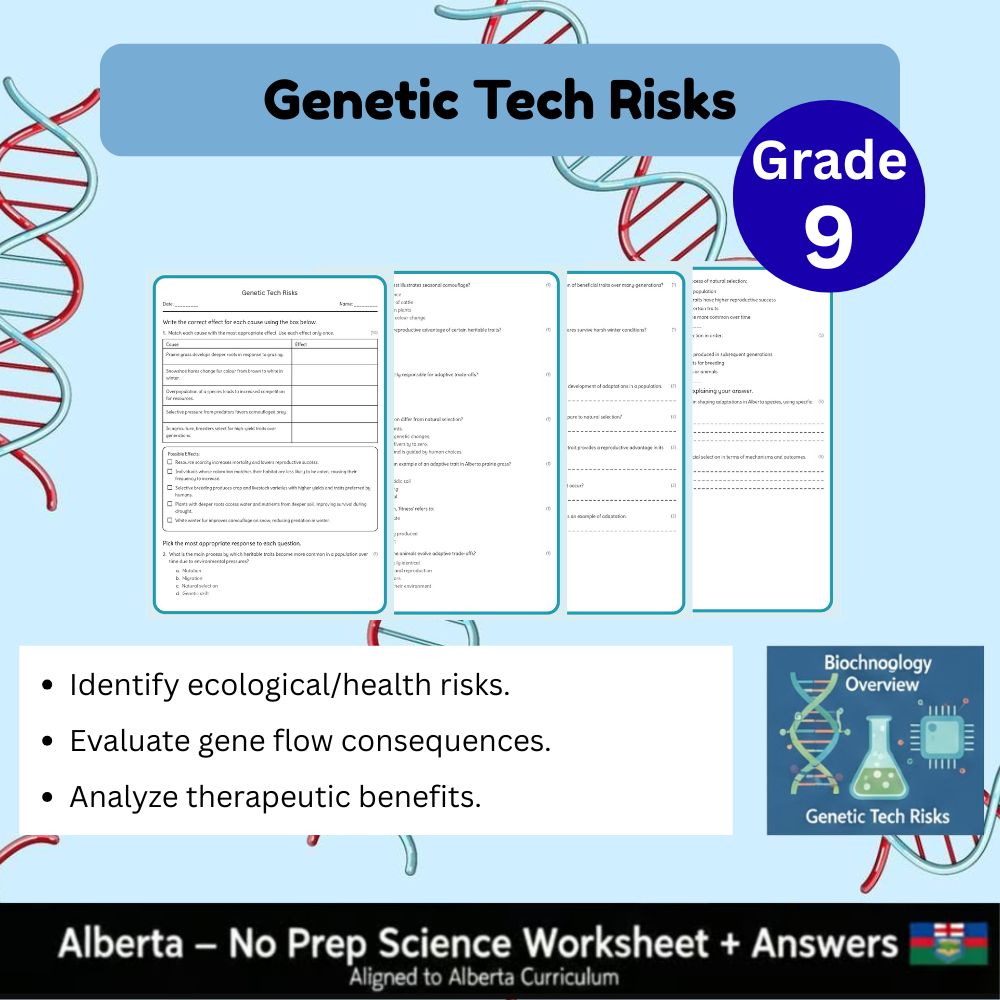 Grade 9 Science Worksheet Bundle | Genetics, Chemistry & Physics Concepts — included worksheet 21