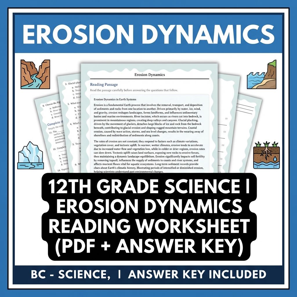 12th Grade Science | Erosion Dynamics Reading Worksheet (PDF + Answer Key)