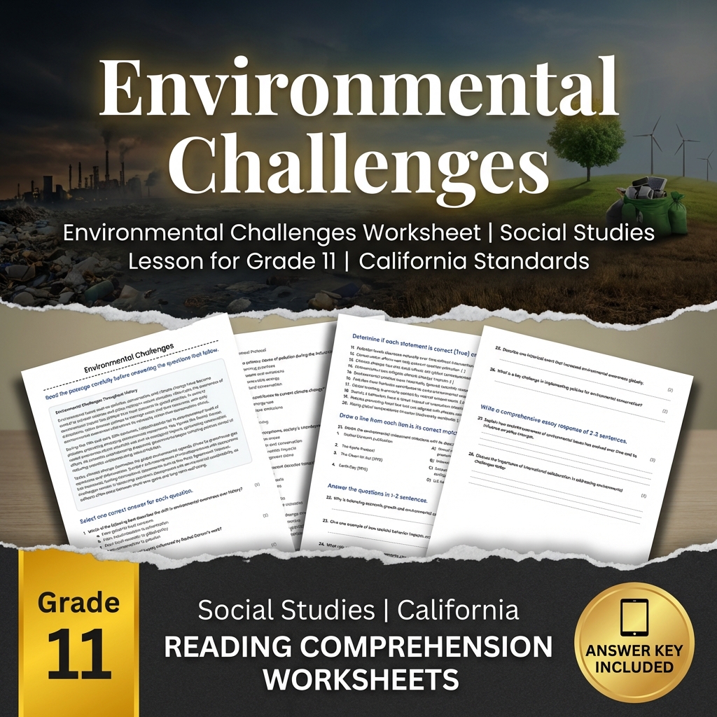 Environmental Challenges Worksheet | Social Studies Lesson for Grade 11