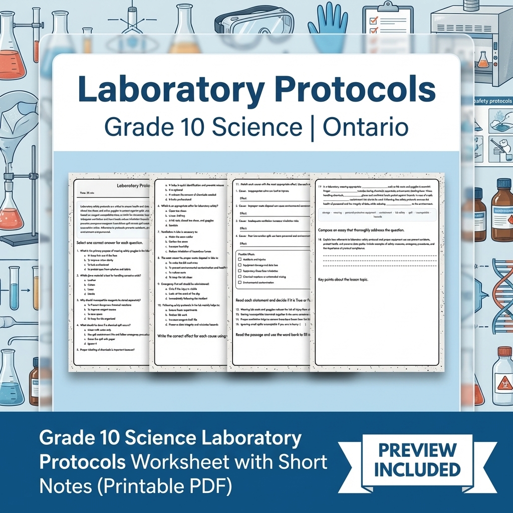 Grade 10 Science Lesson Group Bundle | Ontario Curriculum Worksheets — included worksheet 5