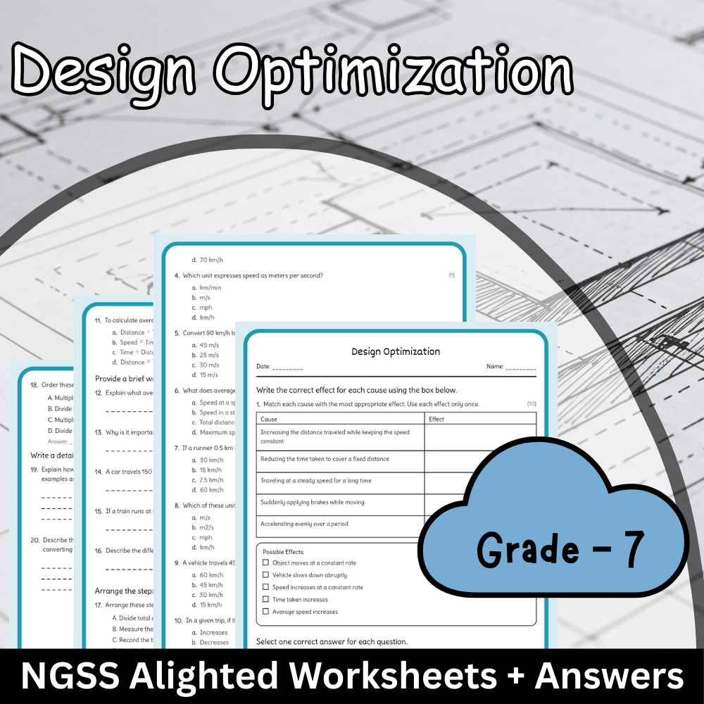 Grade 7 Science | Design Optimization Worksheet (PDF) NGSS Standards