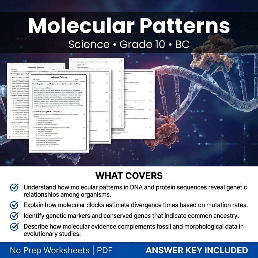 Grade 10 Science Worksheet | Molecular Patterns in DNA & Proteins (Answer Key)