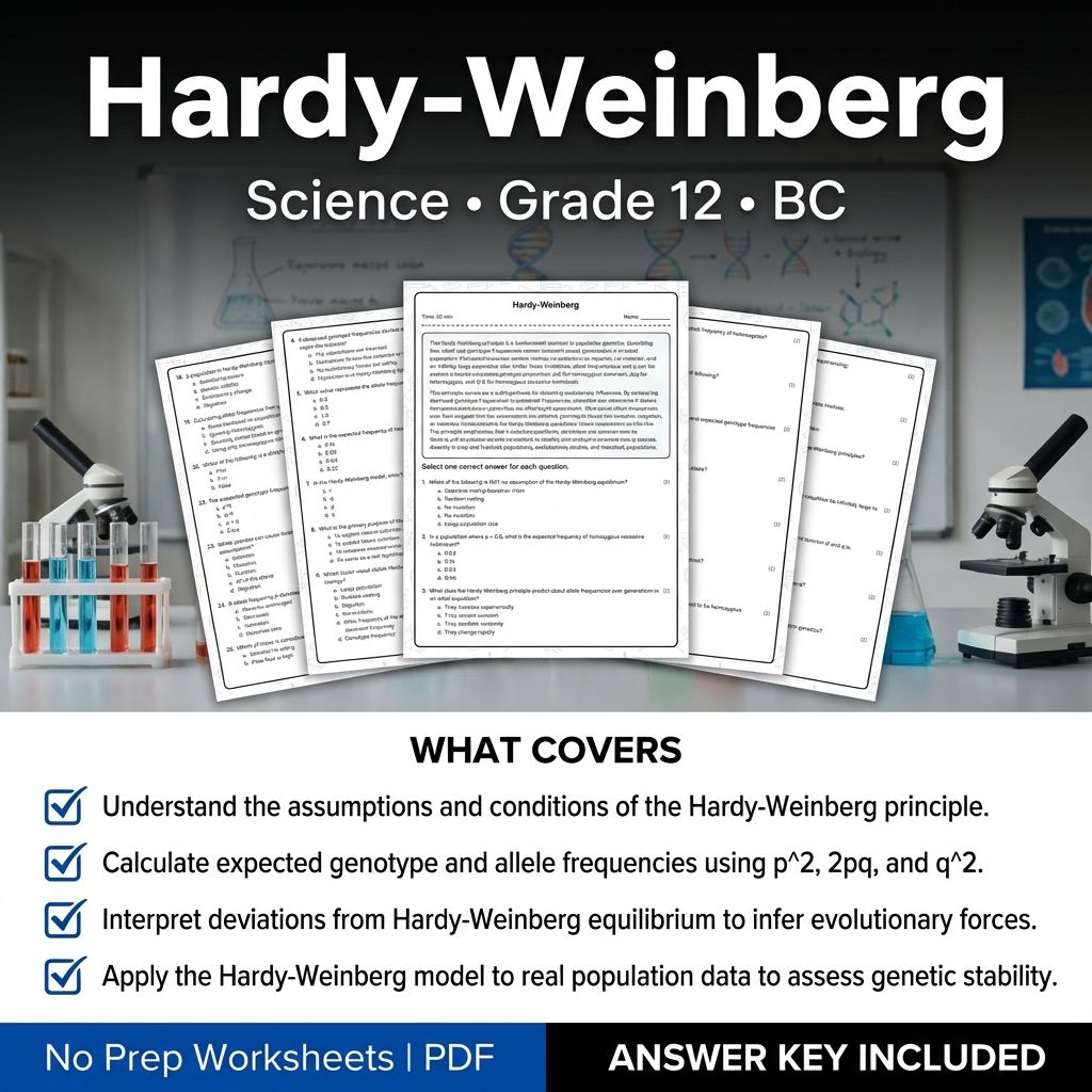 Grade 12 Science Worksheet on Hardy-Weinberg | BC Standards