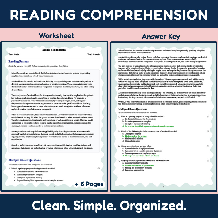 Grade 10 Science reading worksheets worksheet — Grade 10 Science | Model Foundations Reading Worksheet (PDF & Answer Key)…