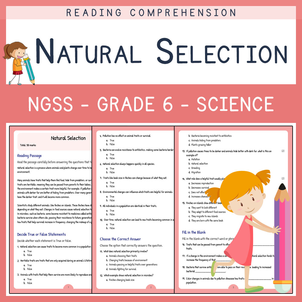 Grade 6 Science worksheets for primary grades worksheet — Grade 6 Science | Natural Selection Worksheet (PDF) | NGSS Align…