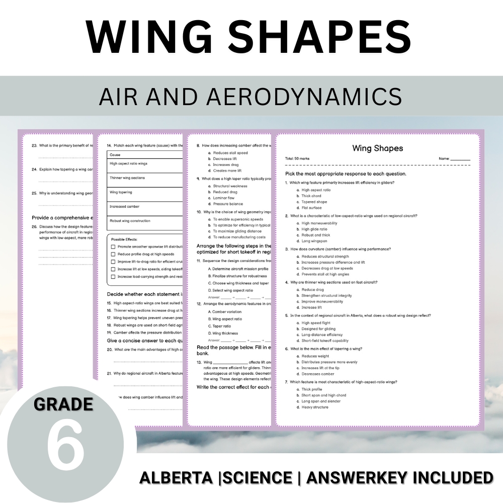 Grade 6 Science Unit Bundle | Flight, Air Pressure & Aerodynamics Worksheets — included worksheet 7