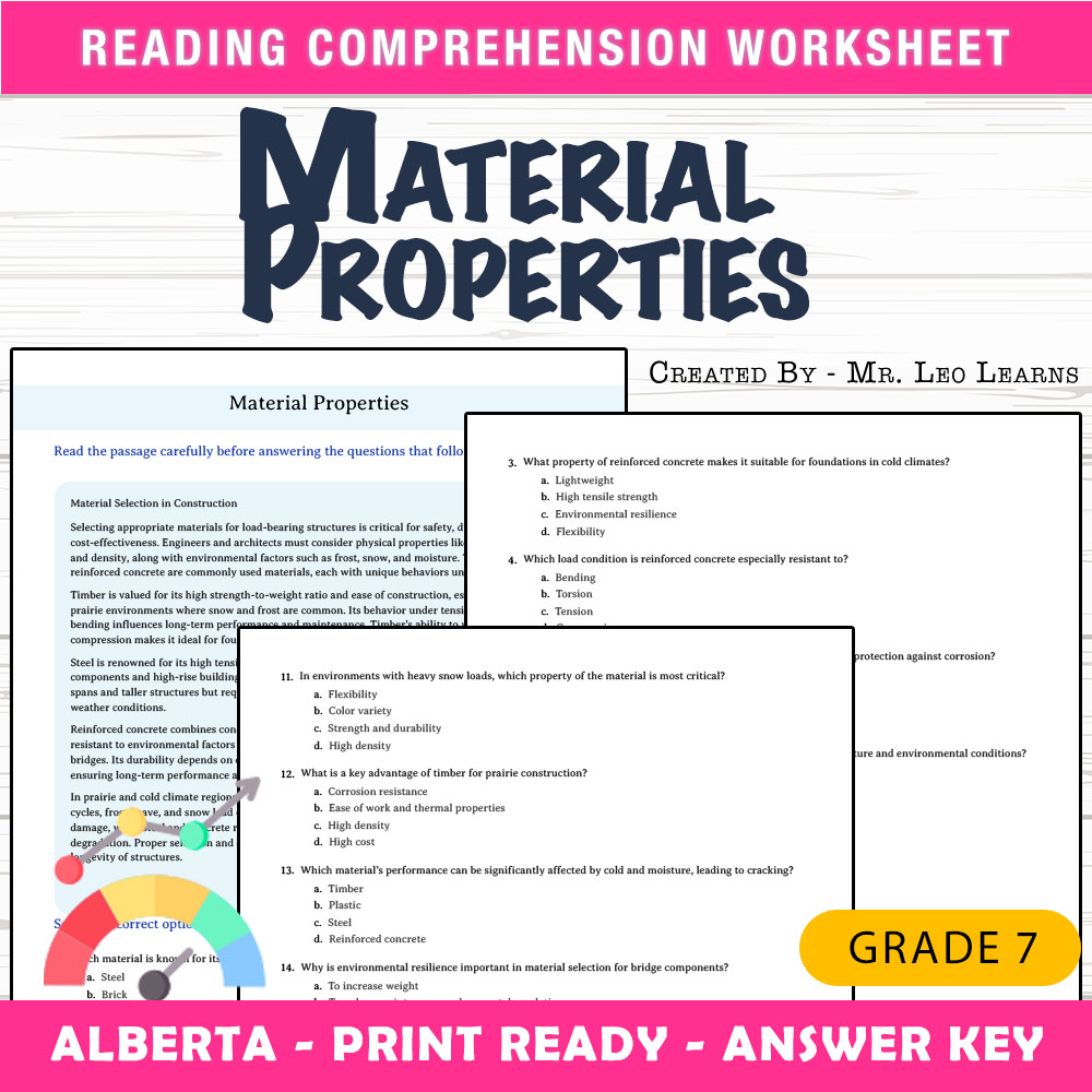 Grade 7 Science worksheet mcq paper worksheet — Grade 7 Science — Material Properties Worksheet MCQ Paper for Mastery — pa…