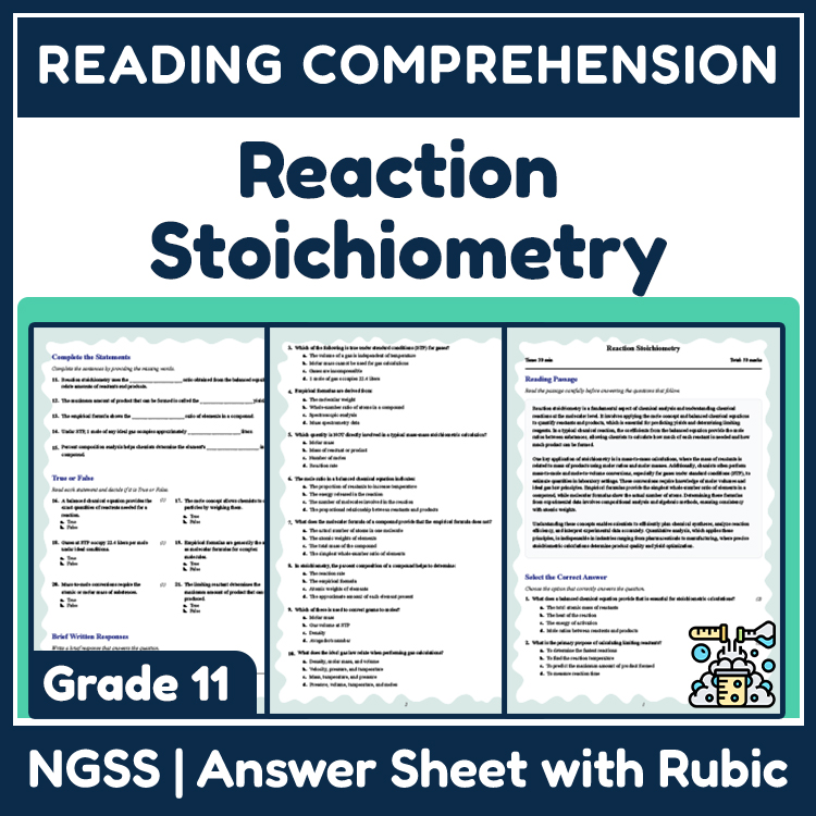 Grade 11 Science reading worksheets worksheet — 11th Grade Science | Reaction Stoichiometry Reading Worksheet PDF (Answer…