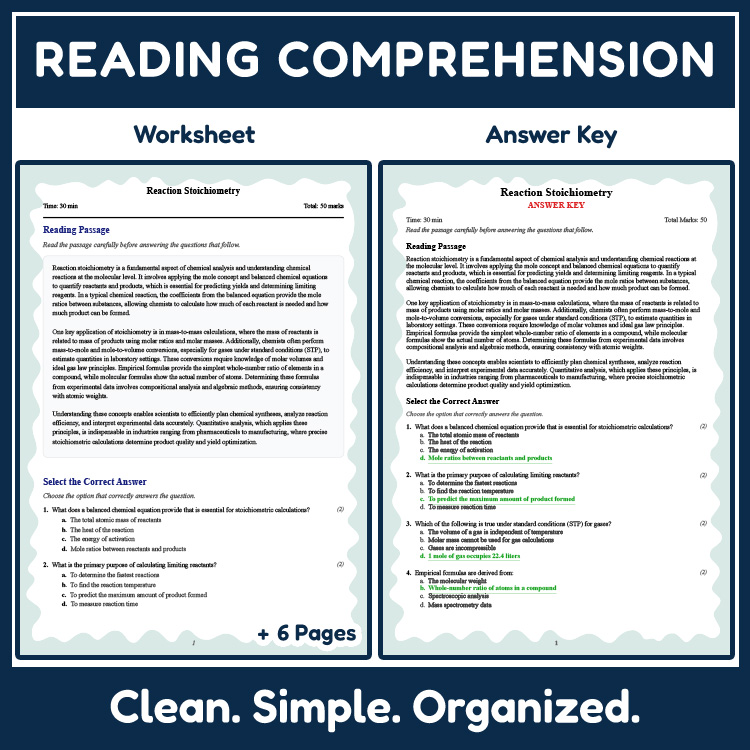 Grade 11 Science reading worksheets worksheet — 11th Grade Science | Reaction Stoichiometry Reading Worksheet PDF (Answer…