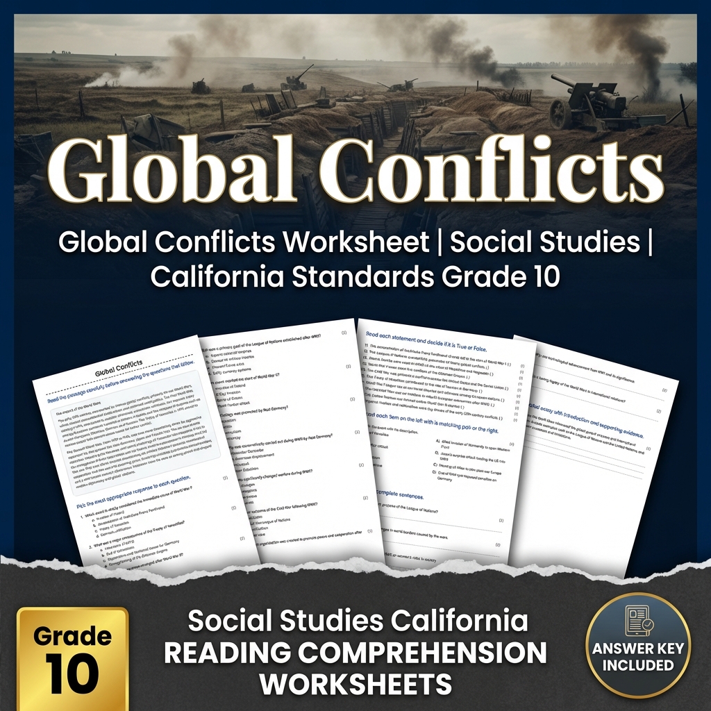 Global Conflicts Worksheet | Social Studies | California Standards Grade 10