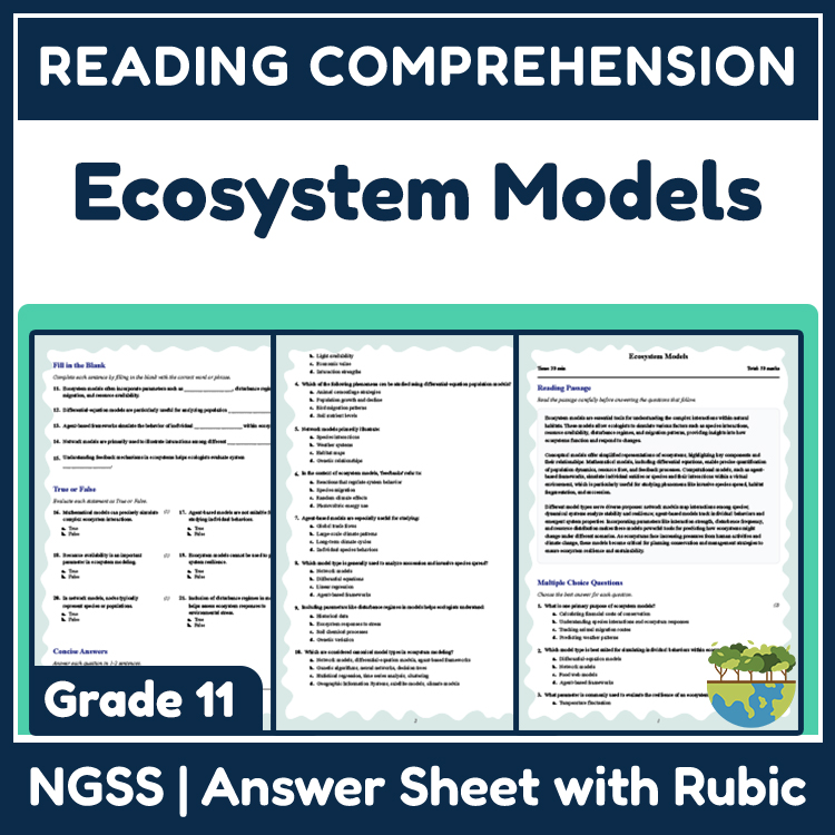 Grade 11 Science reading worksheets worksheet — 11th Grade Science | Ecosystem Models Reading Worksheet (PDF + Rubric) — p…
