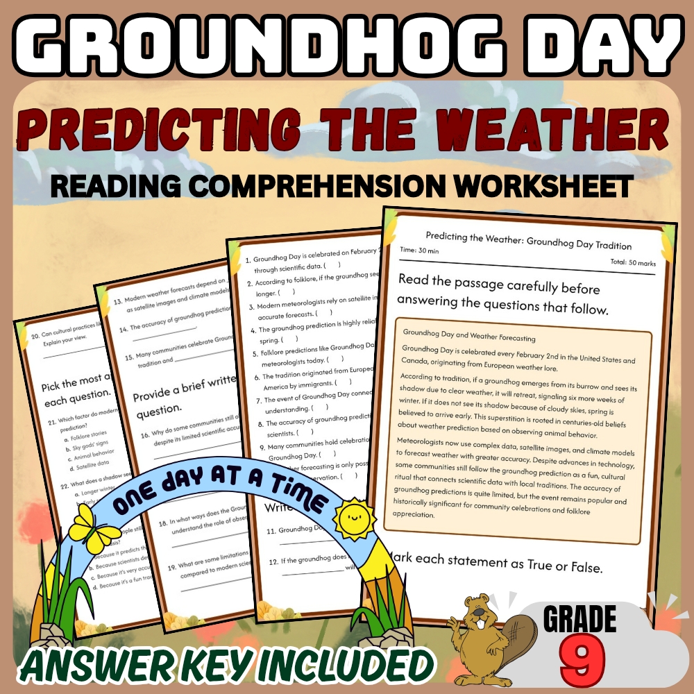 Grade 9 Holiday Groundhog Day for Mastering Weather Prediction| PDF + Answer Key