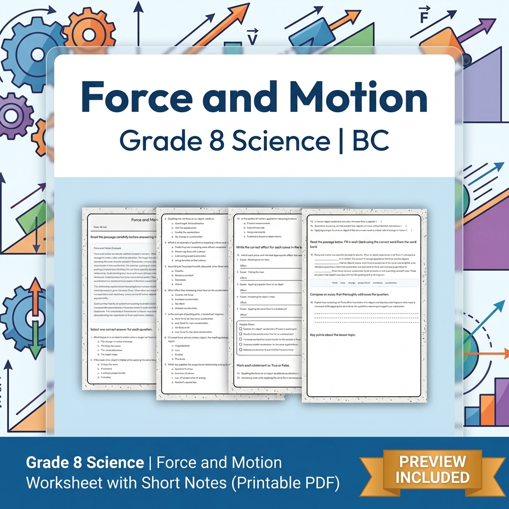 Grade 8 Science Lesson Bundle | BC Framework & Key Concepts Worksheet Pack — included worksheet 5