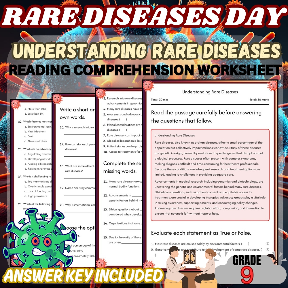 Grade 9 | Rare disease day for Understanding Rare Diseases | PDF + Answer Key