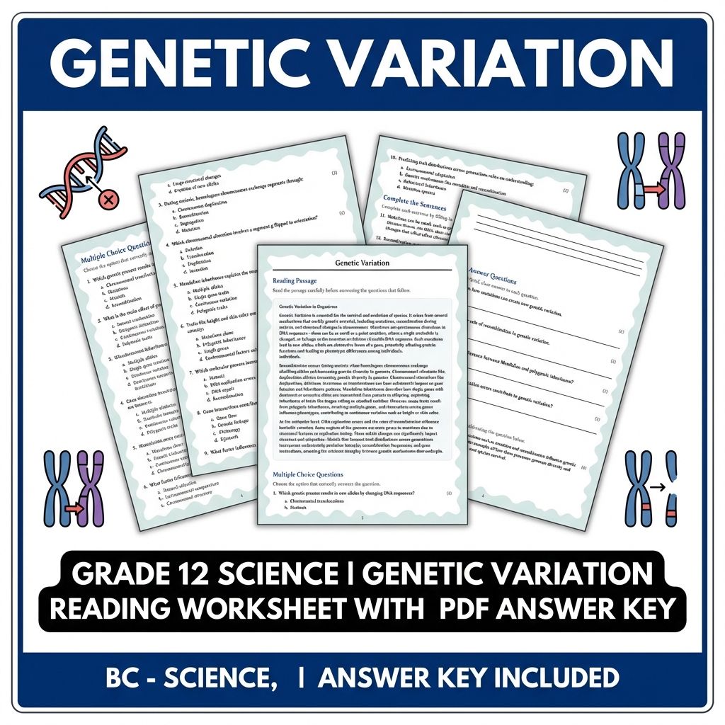 Grade 12 Science | Genetic Variation Reading Worksheet with PDF Answer Key