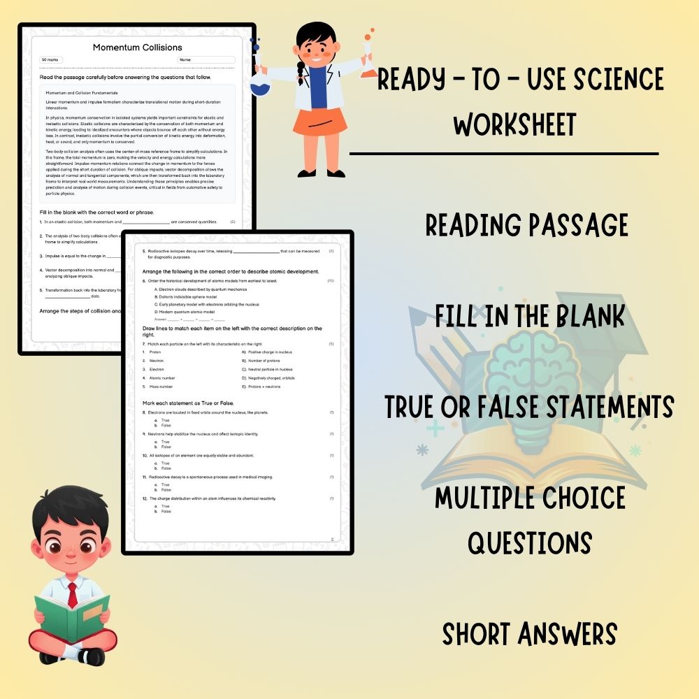 Grade 11 Science worksheet worksheet — Grade 11 Science | Momentum and Collisions Worksheet (PDF) – Ontario Standards — pa…