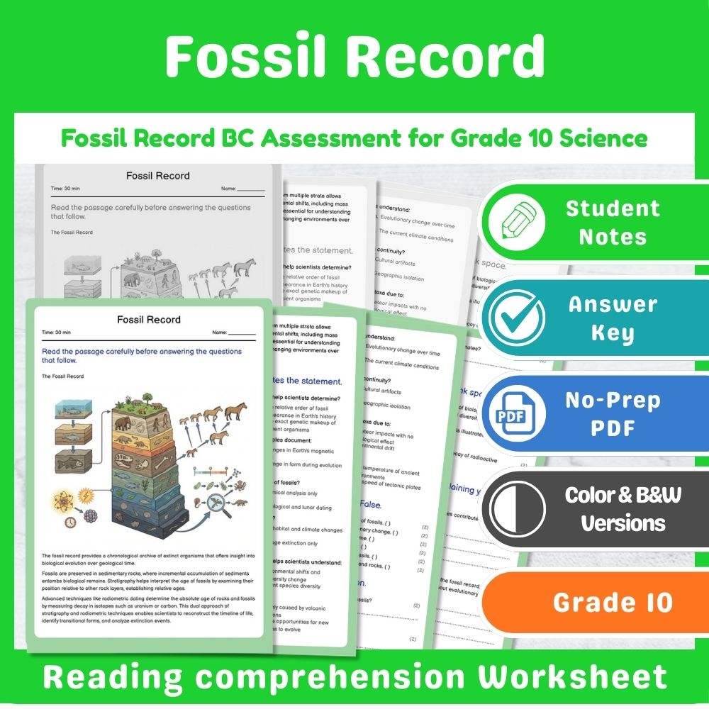 Grade 10 Science Mini Bundle | Evolution & Biodiversity Standards-Aligned — included worksheet 9