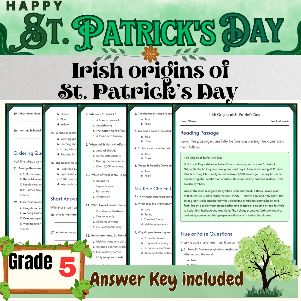 Grade 5 Seasonal STEM | St. Patrick's Day Worksheets & Activities Bundle — included worksheet 1