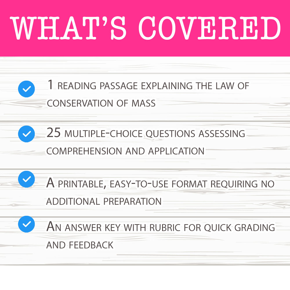 Grade 7 Science worksheet mcq paper worksheet — Grade 7 Science — Conservation of Mass Worksheet MCQ Paper — page 2