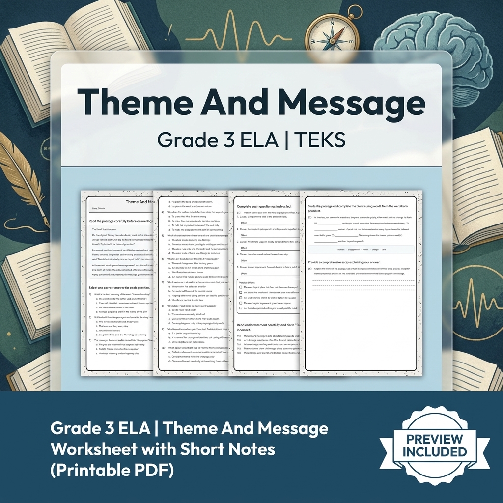 Grade 3 ELA Writing, Reading, and Research Skills Full-Year Bundle TEKS — included worksheet 15