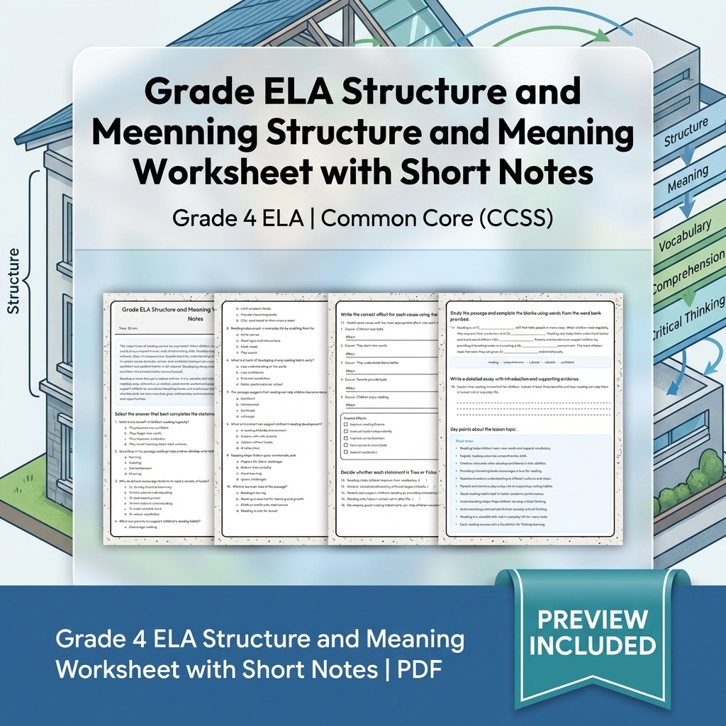 Grade 4 Text Evidence and Structure ELA Lesson Bundle Aligned to CCSS — included worksheet 6