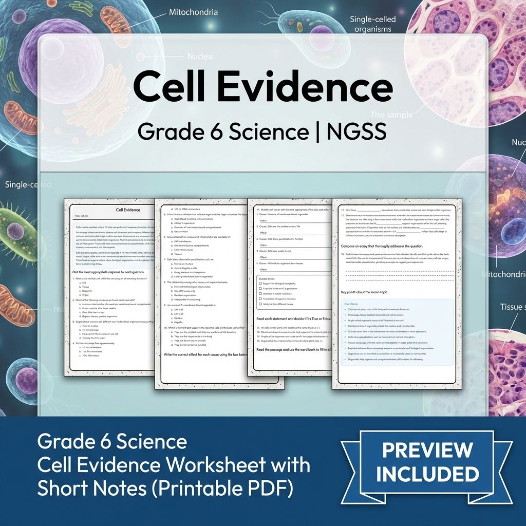 Grade 6 Science NGSS From Molecules to Organisms: Structures & Processes — included worksheet 3