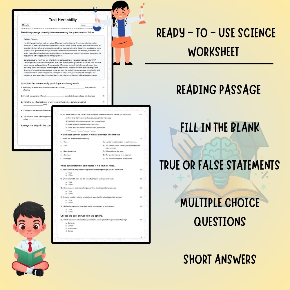 Grade 6 Science worksheet worksheet — 6th Grade Science | Trait Heritability Worksheet (PDF ) for Ontario Standards — page 2