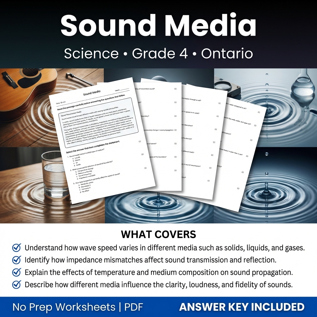 Grade 4 Science Worksheet on Sound Media | Ontario Standards