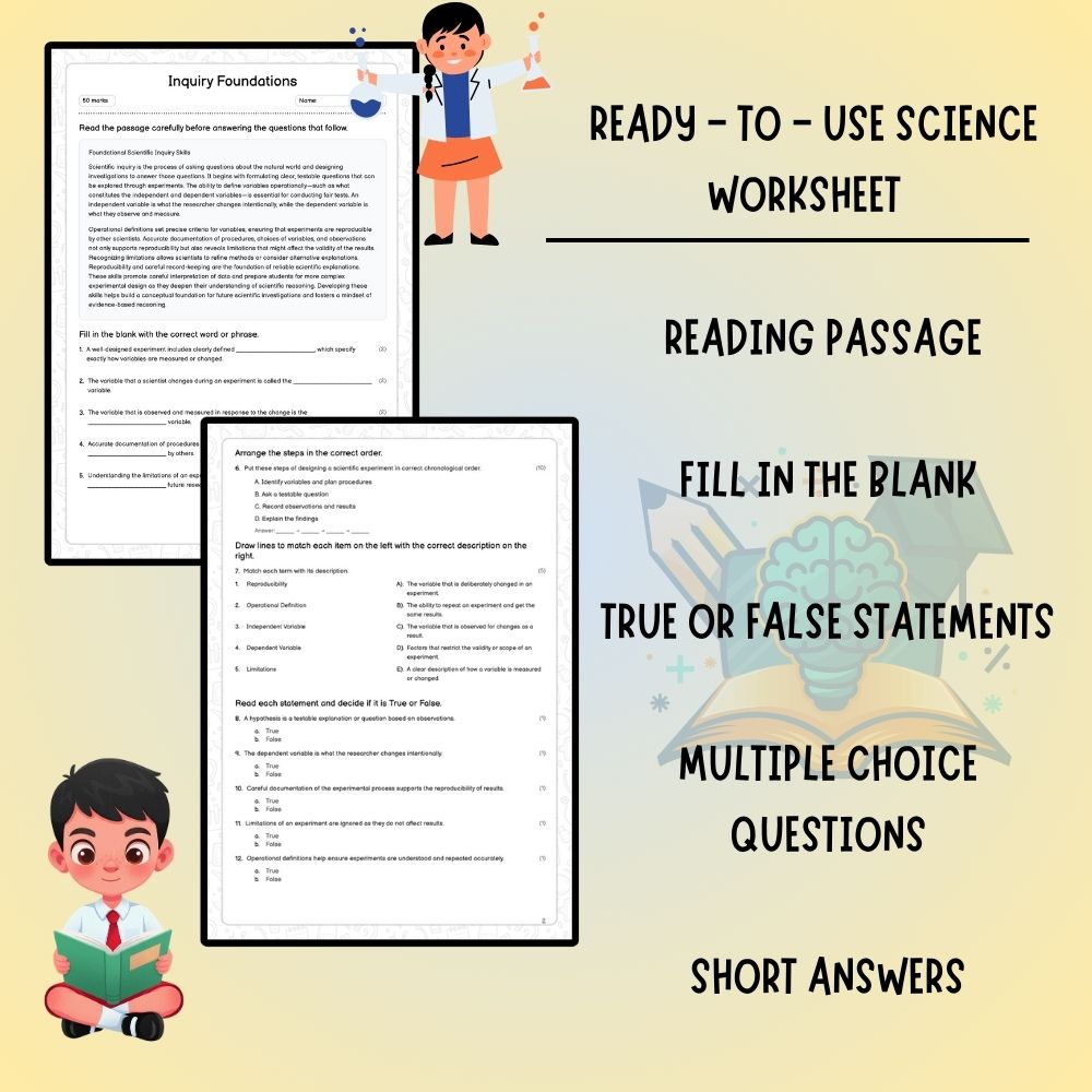 Grade 6 Science worksheet worksheet — 6th Grade Science | Inquiry Foundations Worksheet (PDF ) – Ontario Standard — page 2