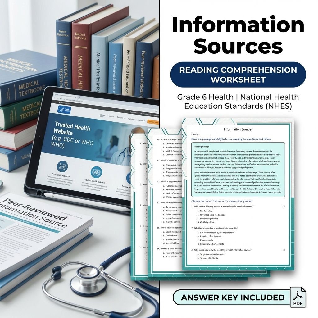 Grade 6 Health Unit Bundle | Access & Evaluate Health Information Worksheets — included worksheet 3