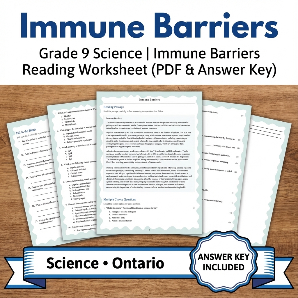 Grade 9 Science Unit Bundle | Human Body Systems & Cell Functions  — included worksheet 7