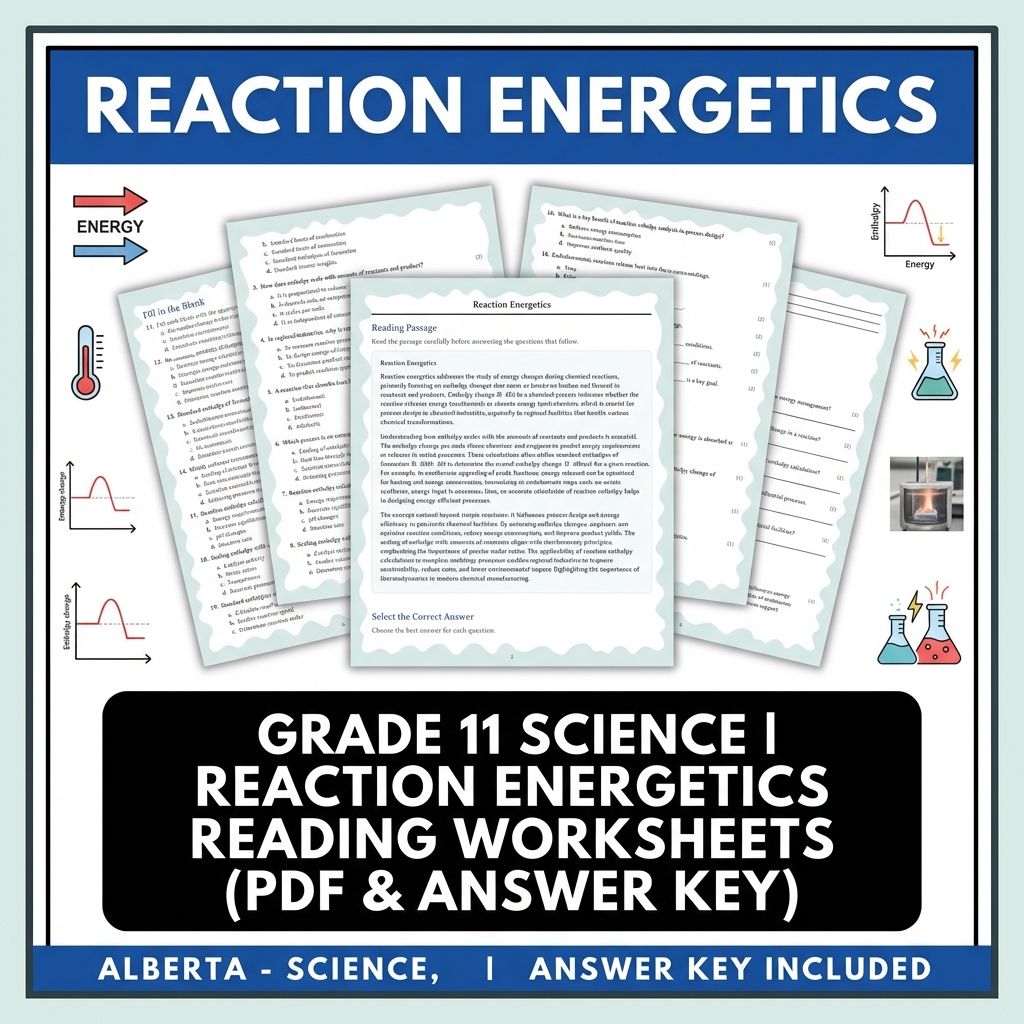 Grade 11 Science | Reaction Energetics Reading Worksheets (PDF & Answer Key)
