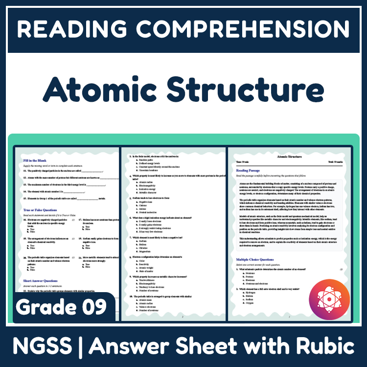 Grade 9 Science reading worksheets worksheet — 9th Grade Science | Atomic Structure Reading Worksheet & Answer Key (PDF) —…