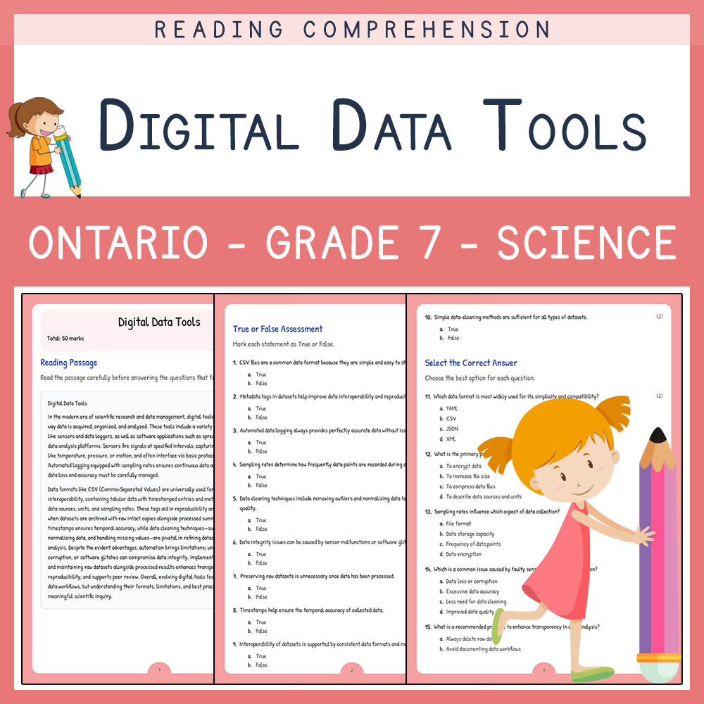 Grade 7 Science worksheet elena worksheet — Grade 7 Science Assessment | Digital Data Tools Worksheet Elena | Ontario — pa…