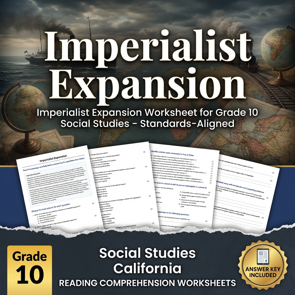 Imperialist Expansion Worksheet for Grade 10 Social Studies – Standards-Aligned