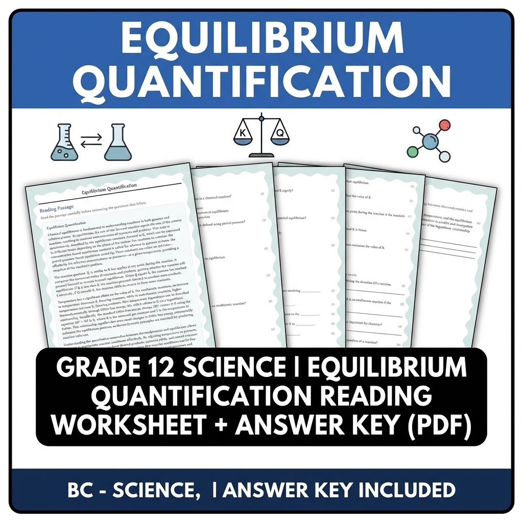Grade 12 Science | Equilibrium Quantification Worksheet + Answer Key (PDF)